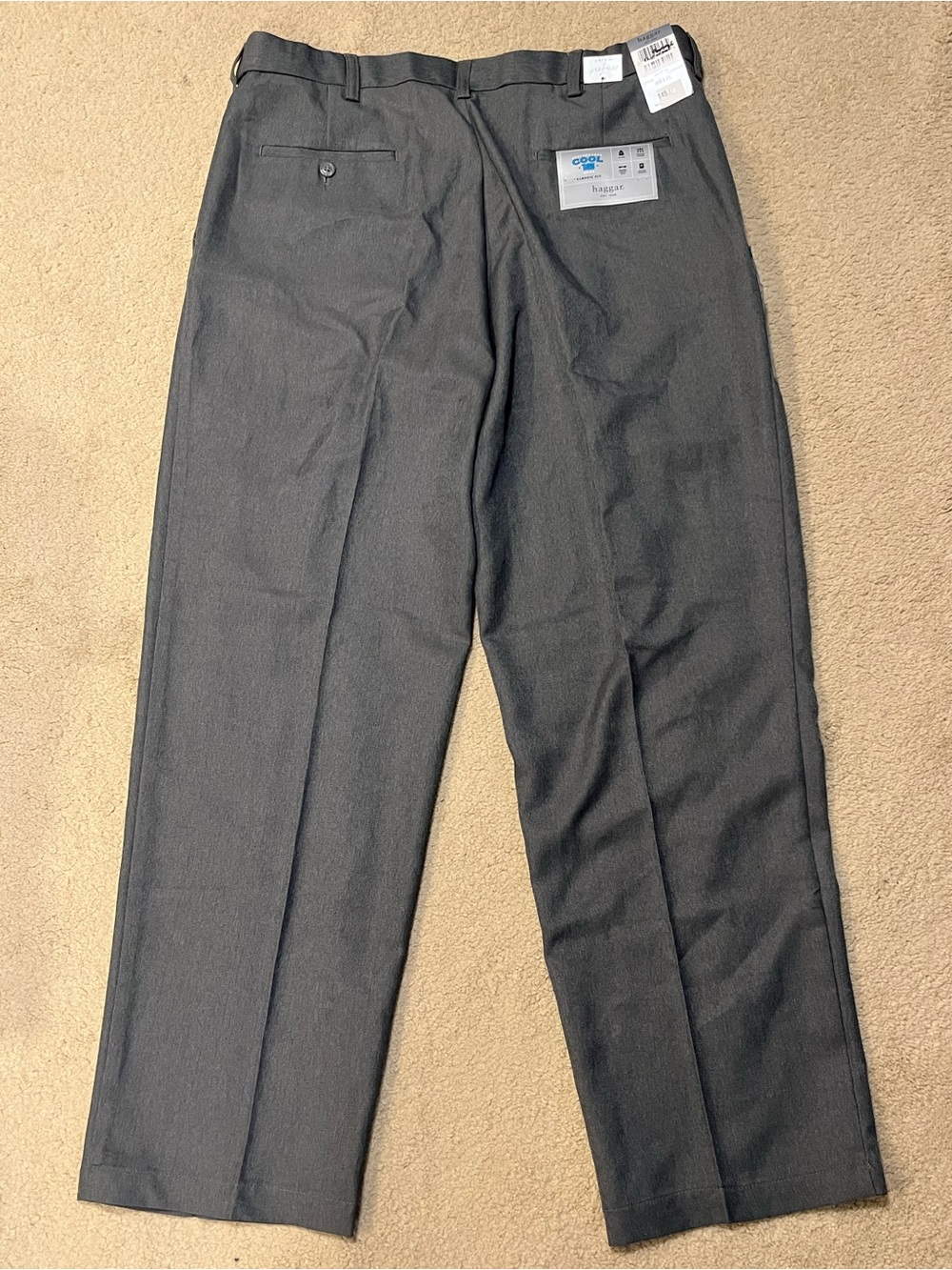 Haggar Performance Cool 18 Classic Fit Gray Dress Pants - Mens Size 38W X 31L